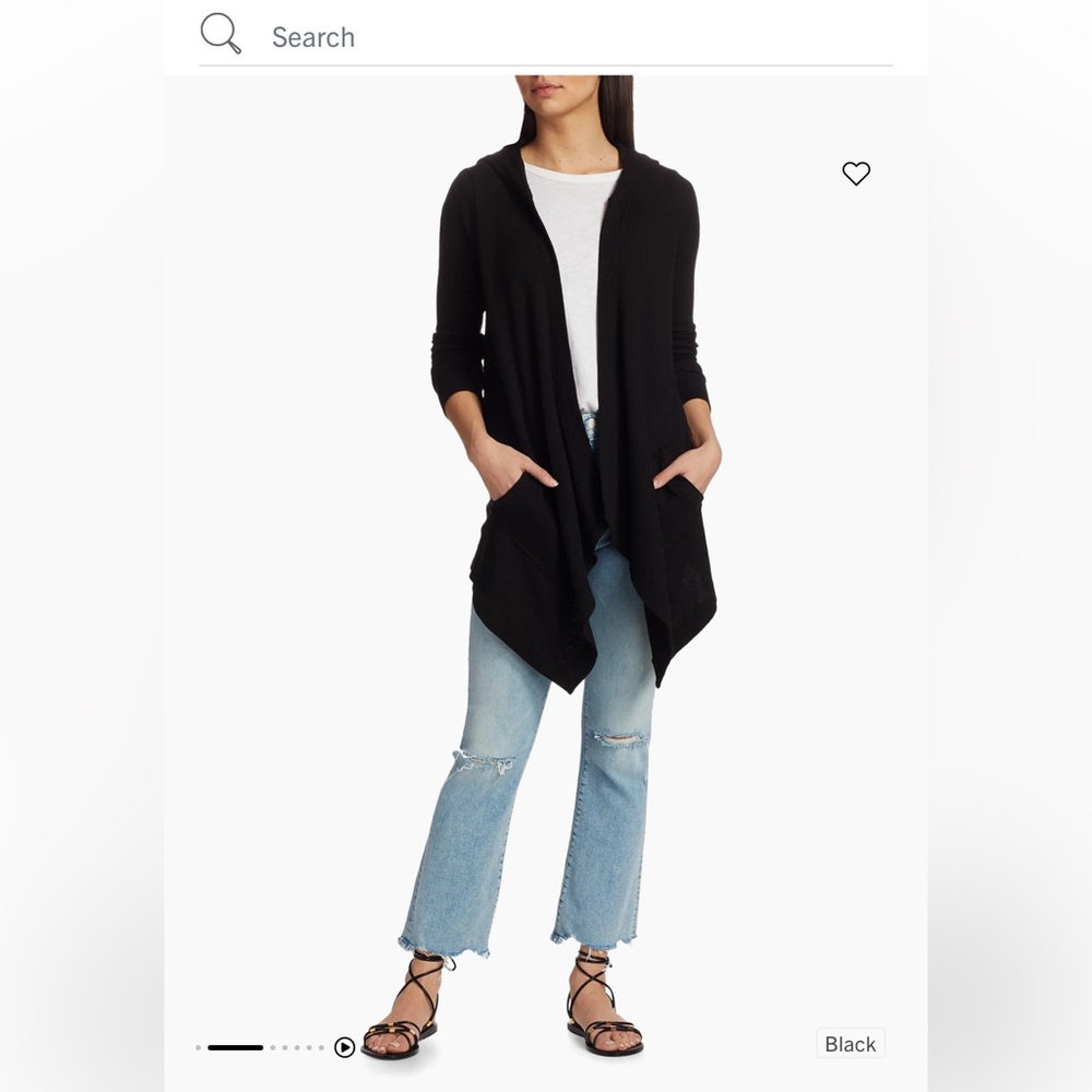 Splendid Hooded Drapes Thermal Black Women's Cardigan